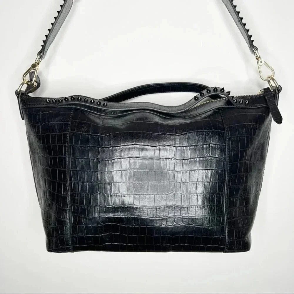 Cole Haan Rodarte Black Croc-Embossed Satchel purse - Picture 5 of 15